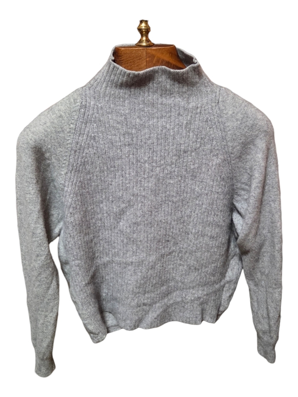 Tahari 100% Cashmere Mock Neck Ribbed Sweater Gray Size Large